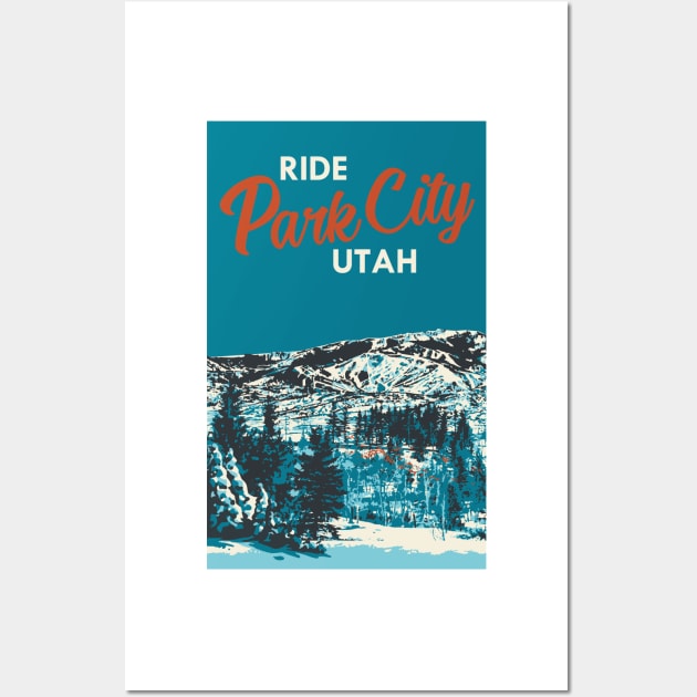 Park City Utah Vintage Snowboarding Poster Wall Art by ROEDERcraft